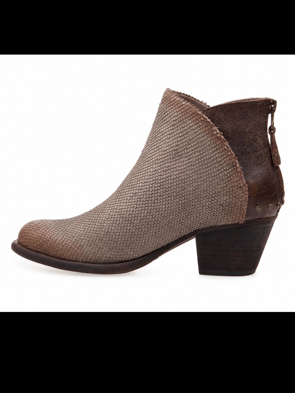OTBT Compass Brown Taupe Ankle Booties with Low Block Heel